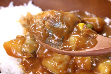 サバカレーを食べる