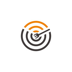 stripes geometric spoon fork restaurant free wifi logo vector