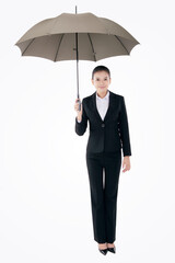 Oriental fashion business woman holding an umbrella