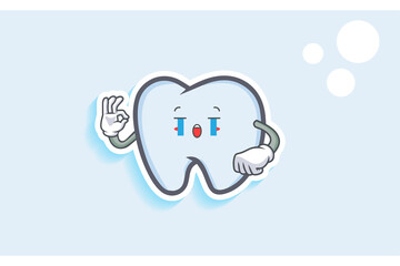 CRYING, SAD, SOB, CRY Face Emotion. Nice Hand Gesture. Tooth Cartoon Drawing Mascot Illustration.