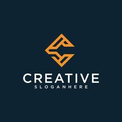 Letter C vector line logo design. Creative minimalism logotype icon symbol