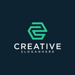 Letter C E vector line logo design. Creative minimalism logotype icon symbol