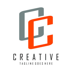logo letter C in orange and gray