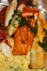 Greek food to go delivery in covid-19 season macro background modern high quality prints