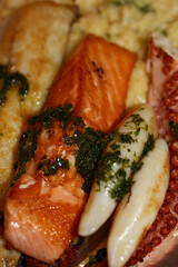 Greek food to go delivery in covid-19 season macro background modern high quality prints