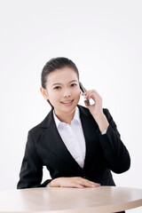 Oriental fashion business woman calling