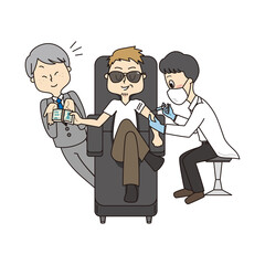 大金を積んで闇ワクチンを打ってもらっている男性