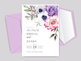 beautiful and elegant floral hand drawn wedding invitation card template