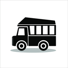 a stylish flat, isolated and trendy school bus. School bus background for your website design logo, app, UI. Vector icon illustration, EPS10.