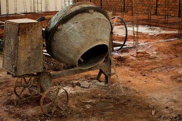 Concrete mixer placed at a construction site