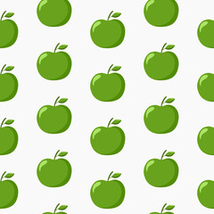 Fruit print. Vector illustration of green apples seamless pattern
