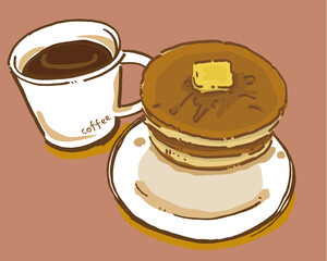ホットケーキ　コーヒー