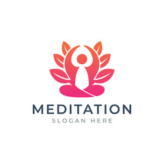 nature yoga meditation logo design