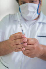 Preparation of a medical syringe for vaccination