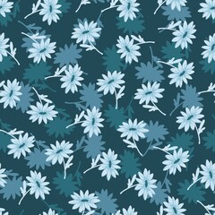 Blue Floral Spring Garden Vector illustration Seamless Pattern