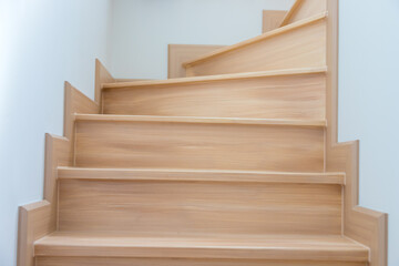 Wooden staircase is interior
