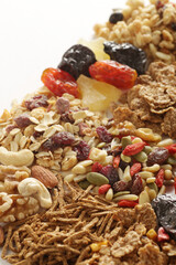 色々なシリアルやグラノーラやミューズリーの集合写真