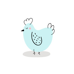  Cute chicken isolated on white background. Easter chicken