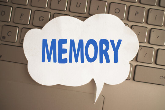 Memory, text words typography written on paper against computer keyboard, life and business motivational inspirational
