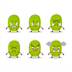 Jackfruit cartoon character with various angry expressions