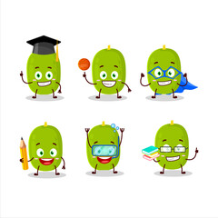 School student of jackfruit cartoon character with various expressions