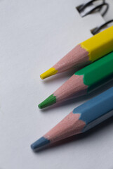 Colored pencils on paper close-up 