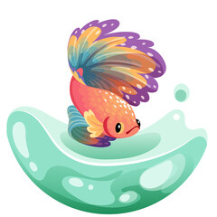 Obraz premium Hand drawn vector sketch betta fish, colorful fancy fantail fish. aquarium fish. Illustration.