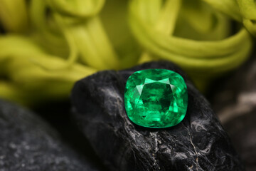 Emerald Gemstone Close-up natural leafe Texture Background