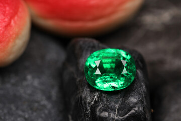 Emerald Gemstone Close-up natural leafe Texture Background