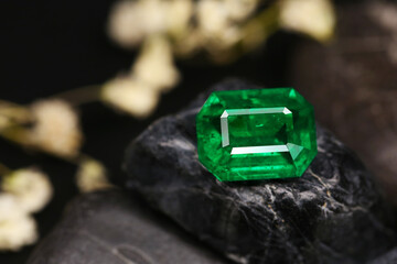 Emerald Gemstone Close-up natural leafe Texture Background