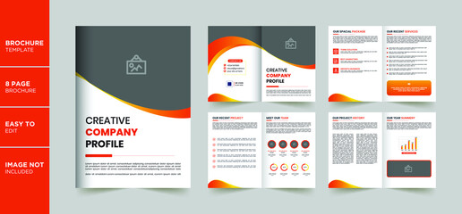 8 Pages Creative Business Brochure with modern circle shapes