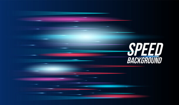 Abstract background technology high speed racing for sports of long exposure light on black background.Science geometric shape modern elegant design.Vector illustration.