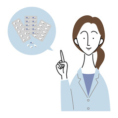 薬について説明する女性薬剤師