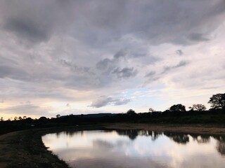 sunset over the river
