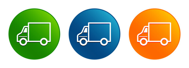 Delivery truck icon liquid design round button set illustration
