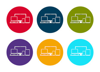 Digital smart devices icon modern flat round button set illustration