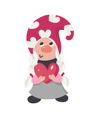 Valentine gnome with a red heart.