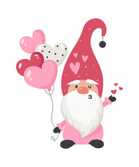 Valentine gnome with a balloon.
