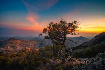 Beautiful sunrise in Troodos mountains, Cyprus