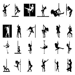 girl dance icon hot girls dance of set icons abstract portrait vector illustration