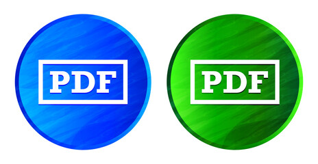 PDF icon grunge texture round button set illustration