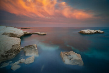 Beautiful sunset at Governor's Beach near Limassol, Cyprus