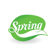 Spring sticker in green eco style - vector button