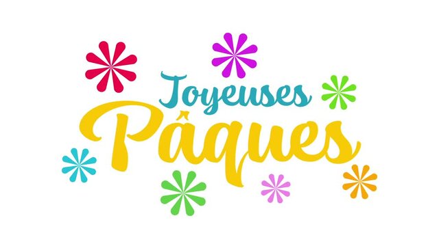 joyeuses p&acirc;ques texte et fleur anim&eacute;s