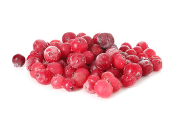 Frozen cranberry on white background