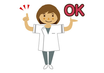 看護師のイラスト。女性のイラスト。医療関係の素材。人物素材-職業-女性医者