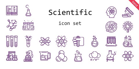 scientific icon set. line icon style. scientific related icons such as test tube, test tubes, science book, atomic, molecule, flask, atom, beaker, research, atoms,