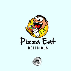 Pizza Eat Mascot Logo Vector