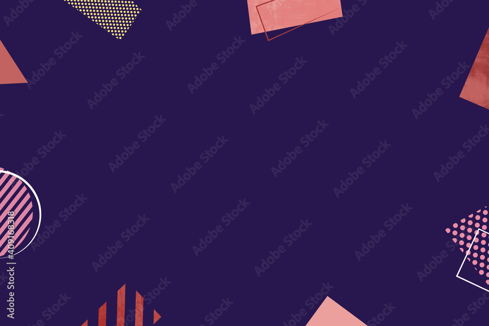 Wall mural abstract minimalist geometric shape and line in dark purple background with space for text.