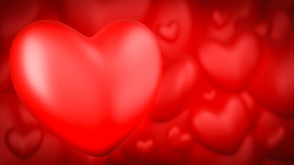 Red heart background. Valentine's day concept. 3D Rendering illustration